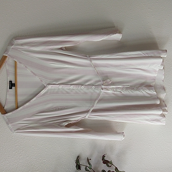 Torrid Purple and Ivory Stripe Challis Tunic Top Plus Size 00,  US M/L 10 - Picture 5 of 13